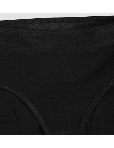 Culotte femme noire avec dentelle en laine mérinos et soie