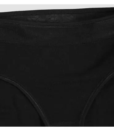 Black merino wool panties with lace