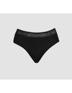 Culotte femme noire avec dentelle en laine mérinos et soie 2
