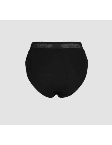 Black merino wool panties with lace