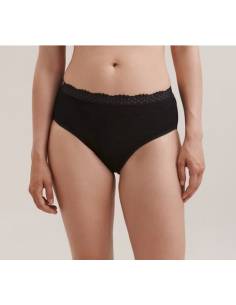 Culotte femme noire avec dentelle élastique en laine mérinos et soie