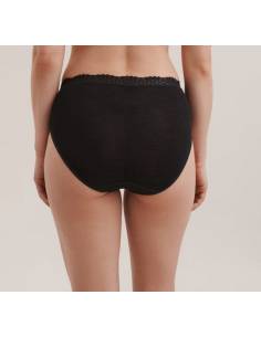 Culotte femme noire avec dentelle élastique en laine mérinos et soie 2