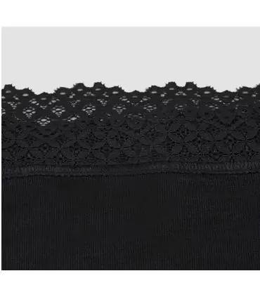 Culotte femme noire avec dentelle élastique en laine mérinos et soie