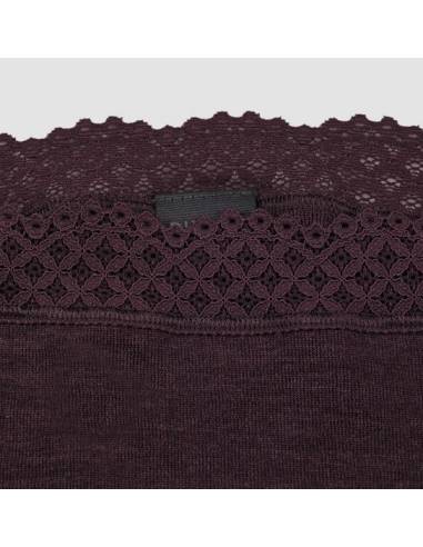 Black merino wool panties with lace