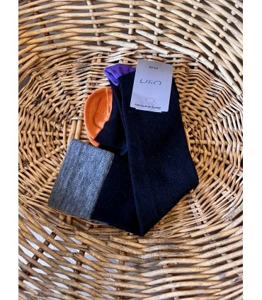 Chaussettes femme de contention multicolore avec talon coloré en laine fines et chaudes