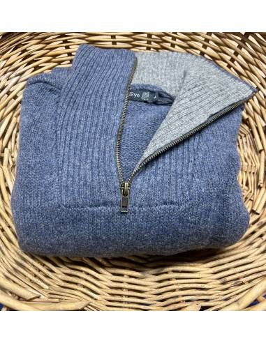 Men's jumper in pure virgin wool with ultra high collar
