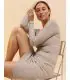 Robe femme droite manches longues chaude en laine mérinos beige 