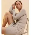 Robe femme droite manches longues chaude en laine mérinos