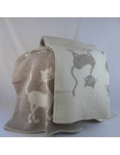 Throw in pure wool pattern cat gray 2