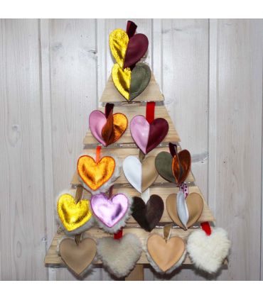 Décoration coeur en peau de mouton véritable à poils Christmas ornaments sapin de noel 