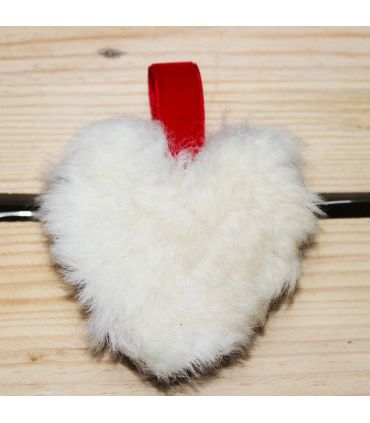 Coeur en peau de mouton véritable écru double face accessoire fabriqué à la main dans le nord de la france 