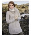 Chaqueta de mujer con cremallera 3/4 en pura lana merino azul