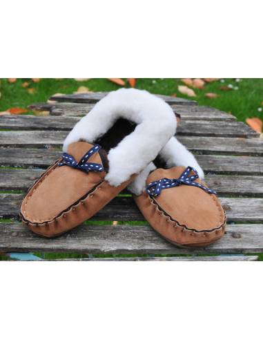 Women's nordic  slippers moccasin in guenuine lambskin