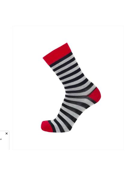 Chaussettes chaudes homme laine extra fines rayées gris noir