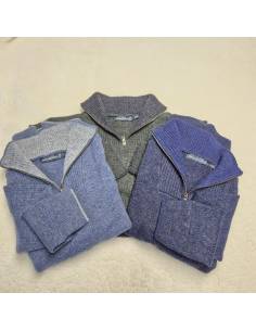 Men's jumper in pure virgin wool with ultra high collar 2