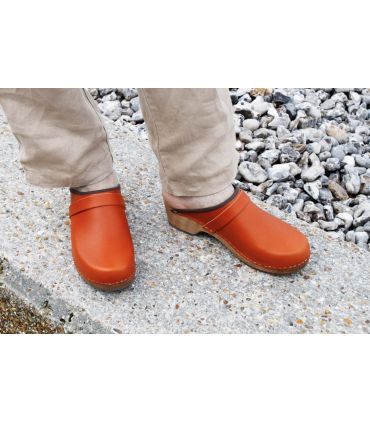 Sabot bois homme suédois bois cuir tannage végétal