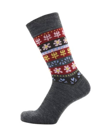 Chaussettes mérinos joie nordique de créateur fleurs colorées