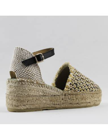 Sandalias de cuña con alpargata para mujer azules o rosas