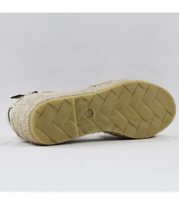 Sandales Espadrilles femme compensées naturel et noir