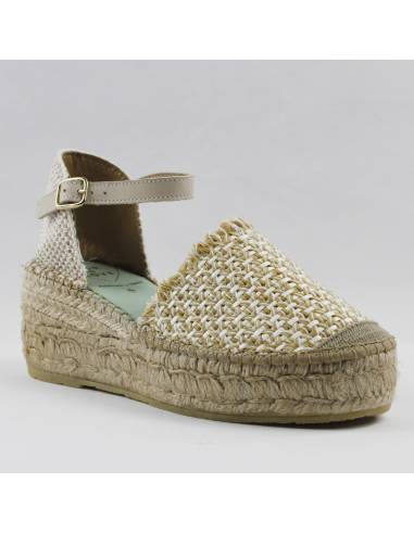 Sandales Espadrilles femme compensées naturel et noir