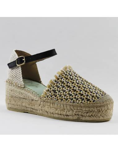 Sandalias de cuña con alpargata para mujer azules o rosas