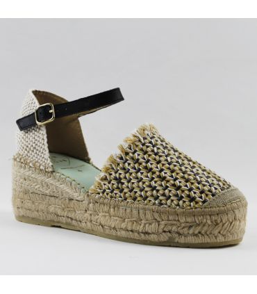 Sandalen Damen Espadrilles mit Keilabsatz blau oder rosa 