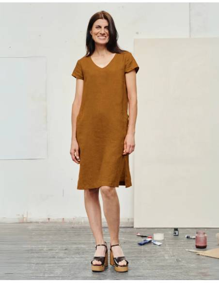 Robe en lin élégante et fluide pour femme