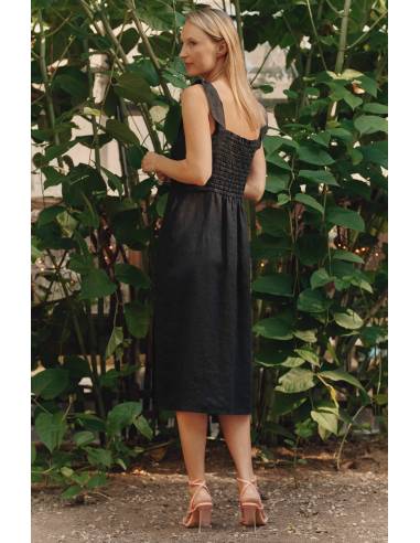 Robe en lin pur élégante et fluide pour femme