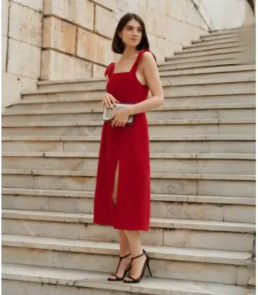 Robe en lin élégante et fluide pour femme
