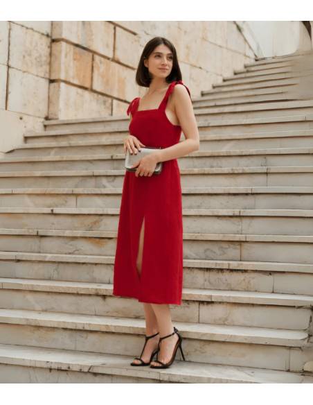 Robe en lin pur élégante et fluide pour femme