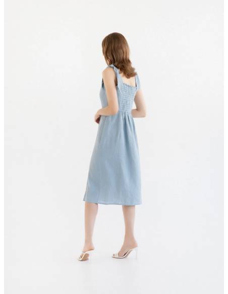 Robe longue dos nu en lin élégante et stylée pour femme