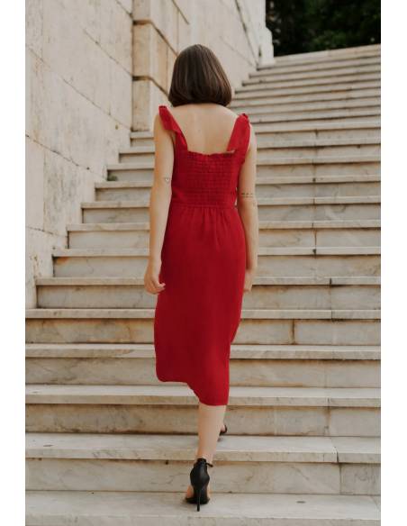 Robe en lin pur élégante et fluide pour femme