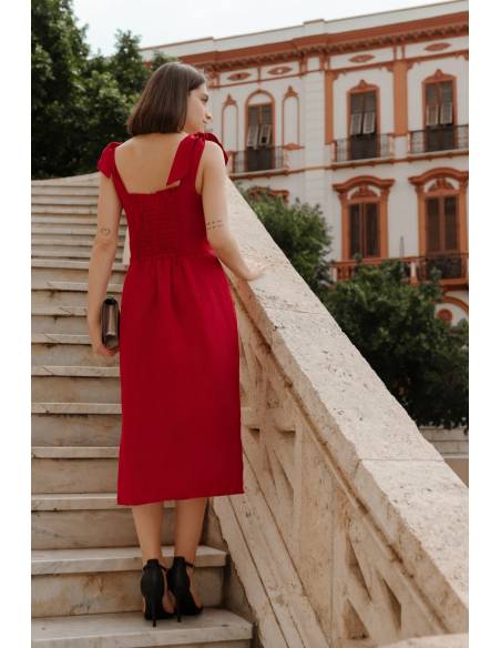 Robe en lin pur élégante et fluide pour femme