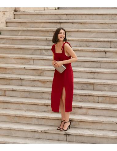 Robe en lin pur élégante et fluide pour femme