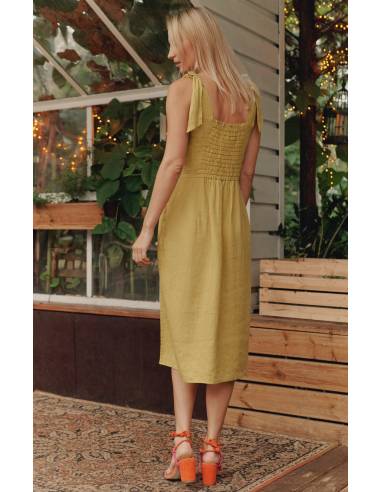 Robe longue dos nu en lin élégante et stylée pour femme