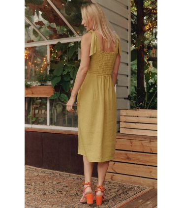 Robe en lin pur élégante et fluide pour femme
