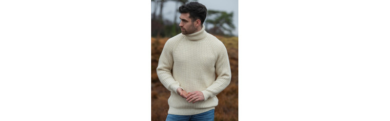 Wool jumper for men, Nordic Jacquard sweater in pure merino wool soft ou warm