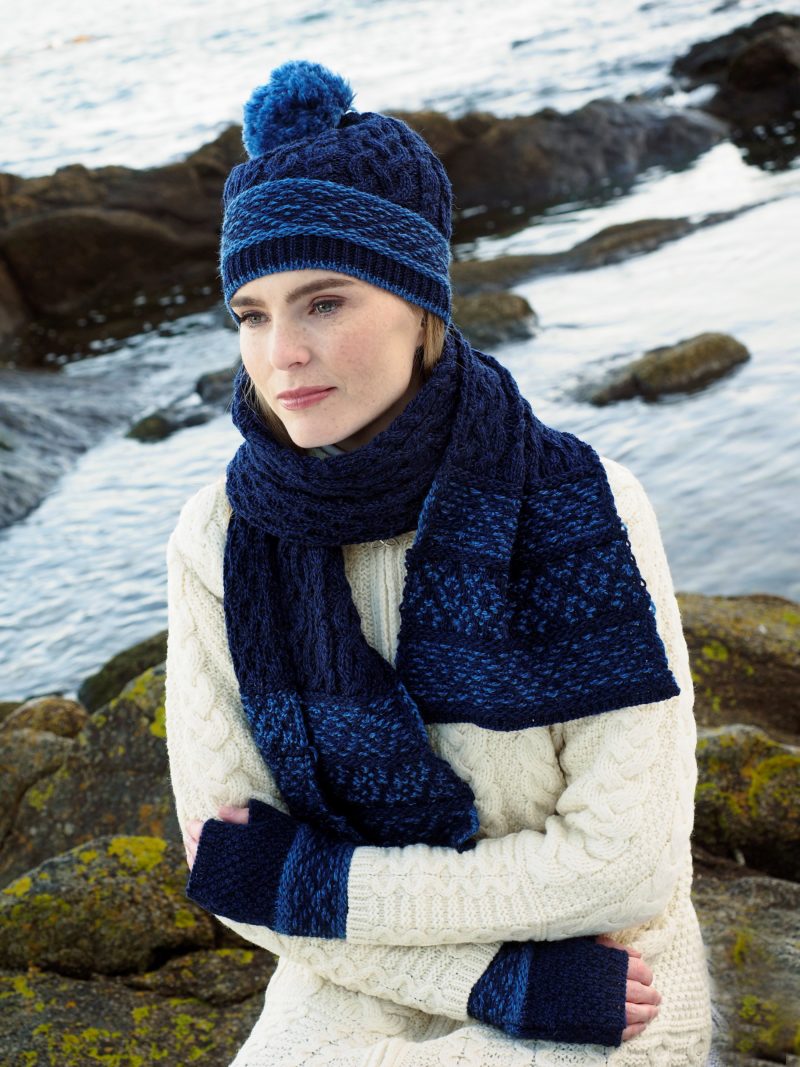 Casquette,Chapeau d'hiver de marque pour femme, grand bonnet en fourrure,  avec pompons, écharpe tricotée, bonnet chaud - Type Black